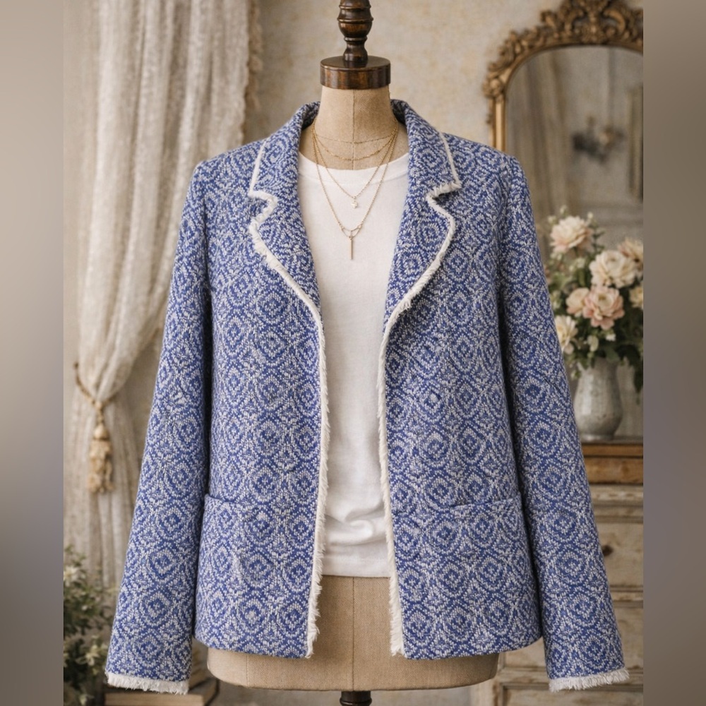 Emma & Olivia Blue Patterned Women's jacket size L